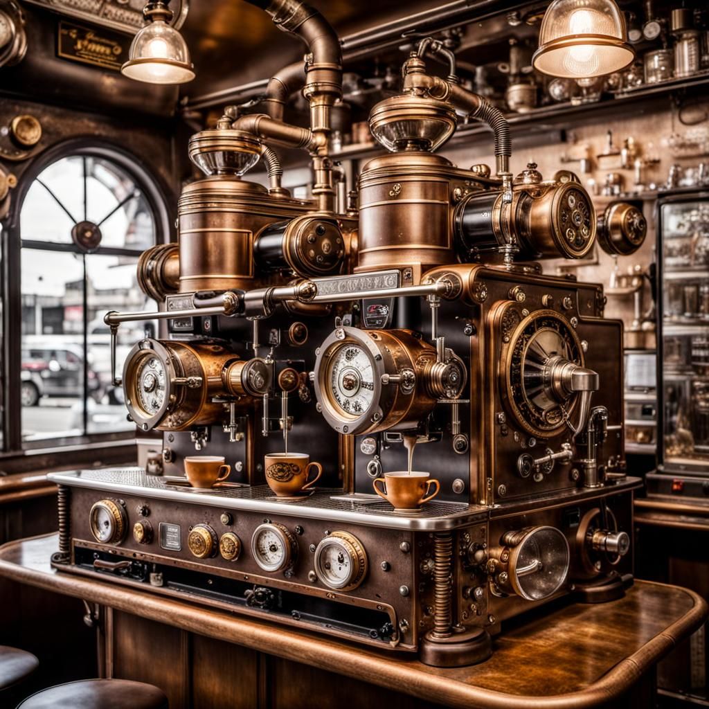Welcome To Steambucks Coffee Shop In Steampunk London