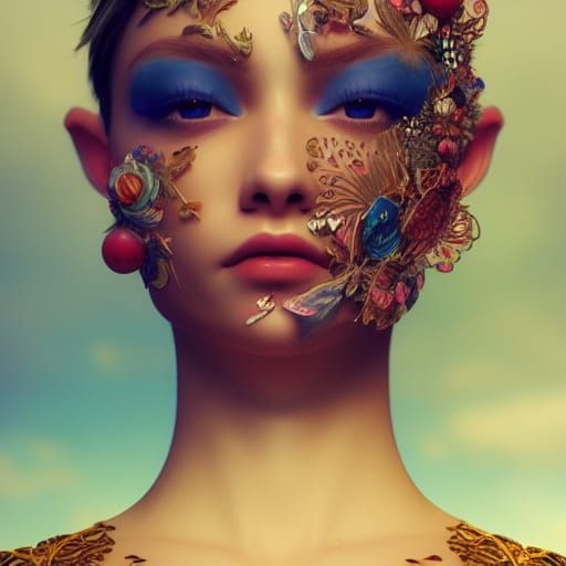 Elaborate Collage Illustration with 3D Liquid Details