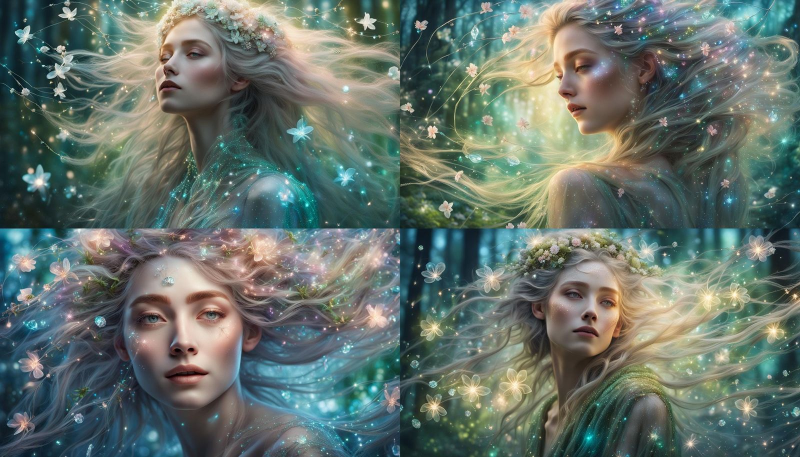 Ethereal Fae Portrait in Bioluminescent Forest