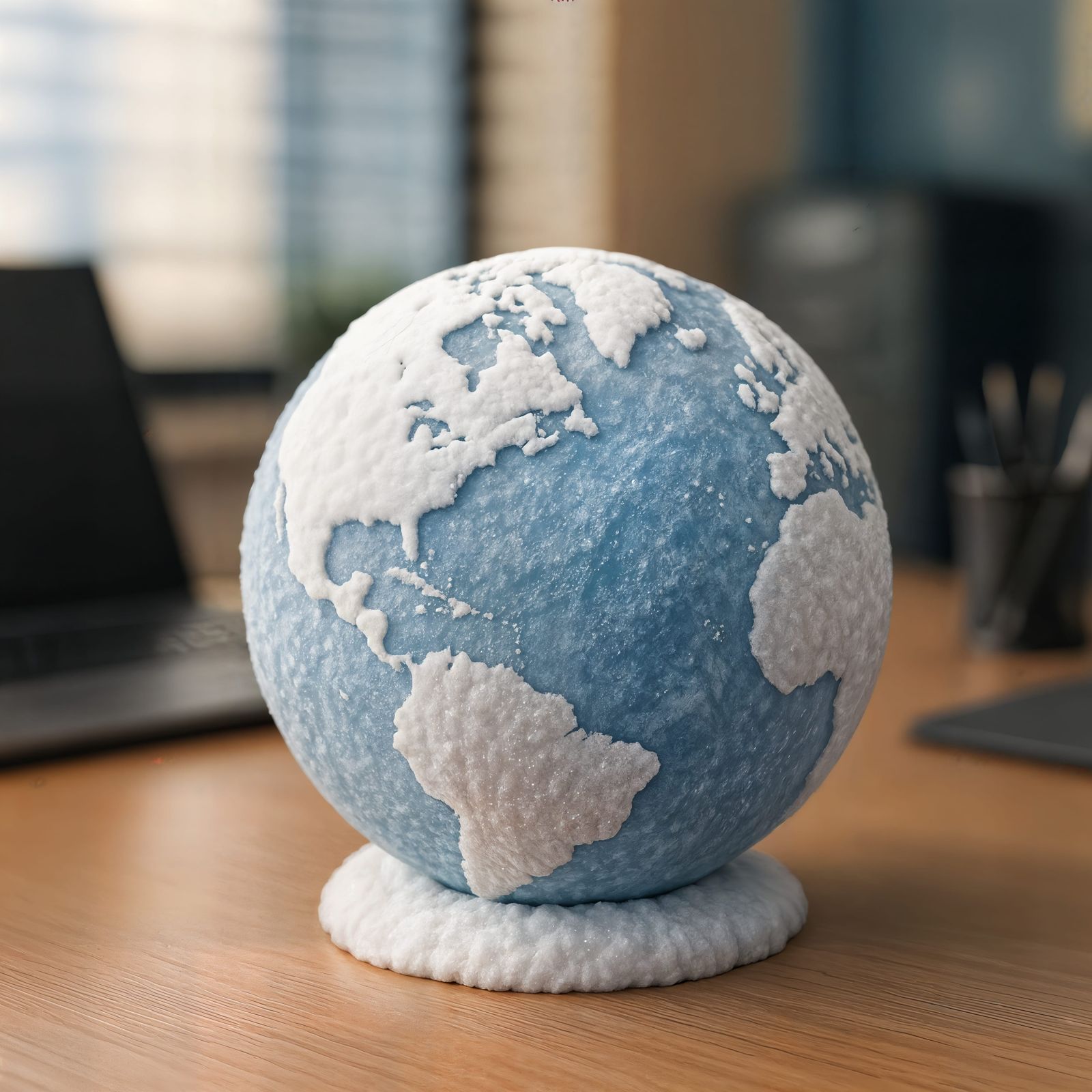 Snow Globe Earth in Office - CGI Cartoon
