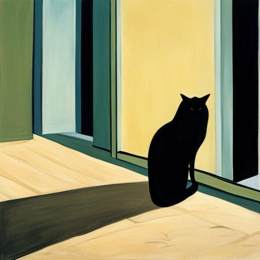 De Chirico Style Cat Shadow Art