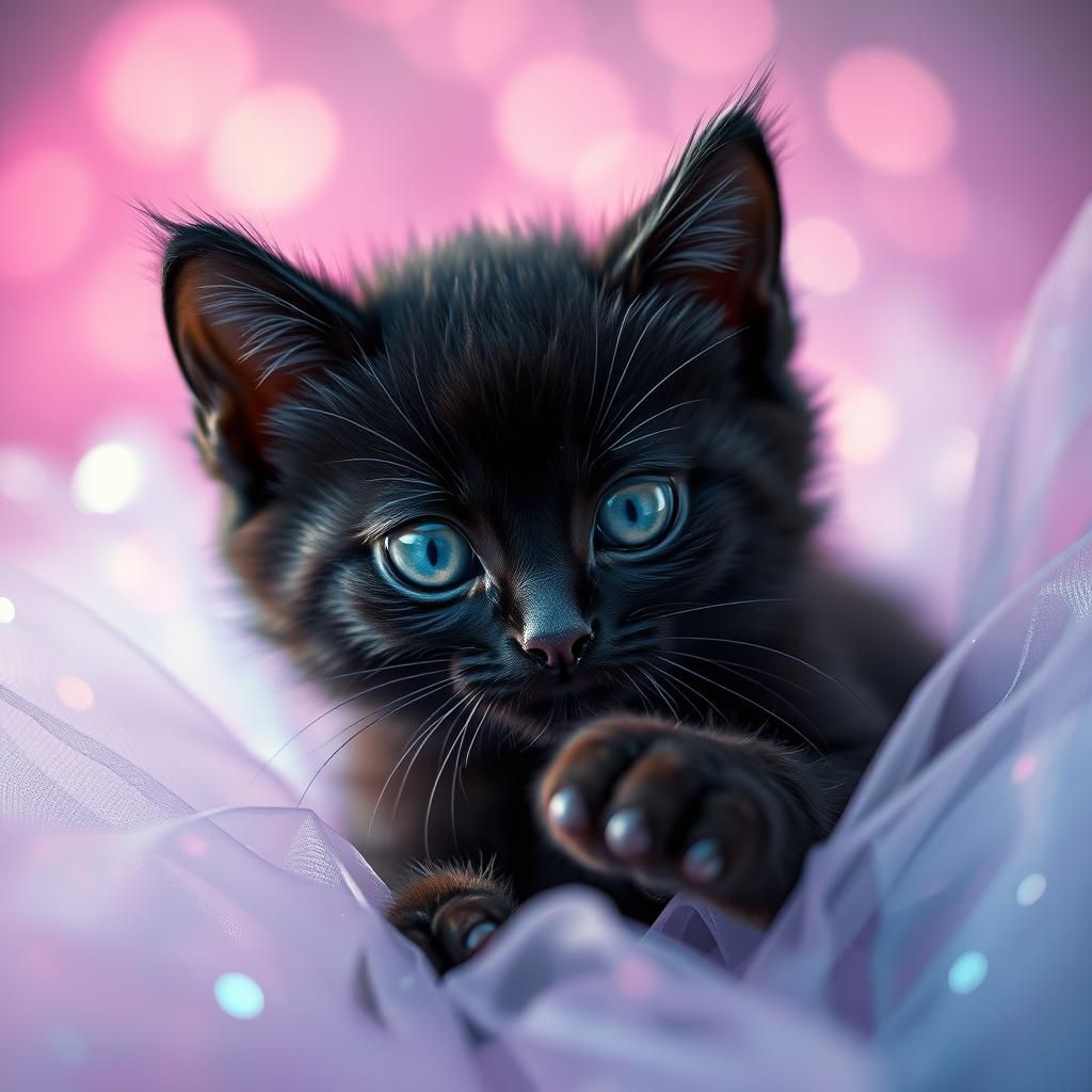 Dreamy Kitten Portrait in Fantasy Setting