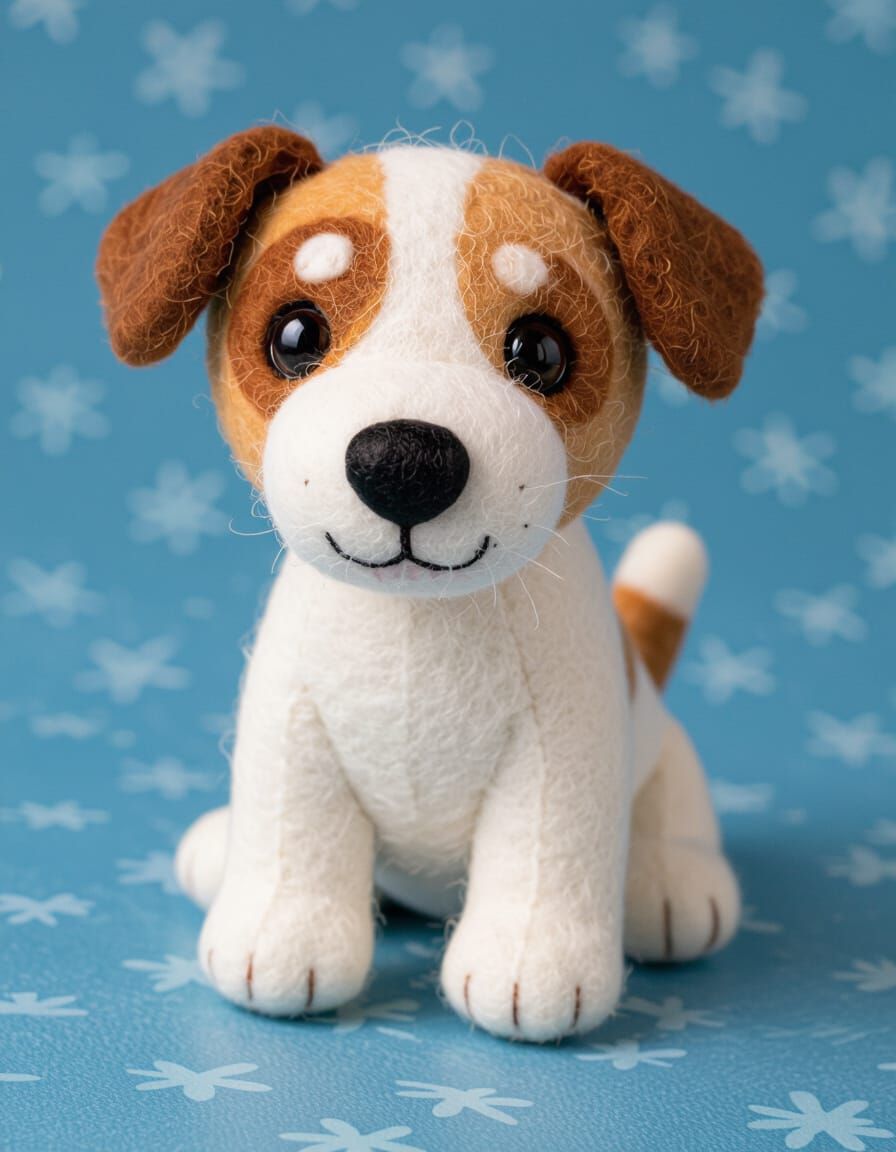 Adorable Felt Puppy in Felt Art Style