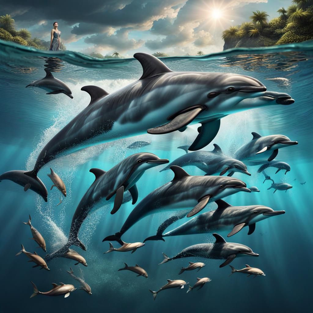 Dolphins Hunting: Epic Digital Matte Painting
