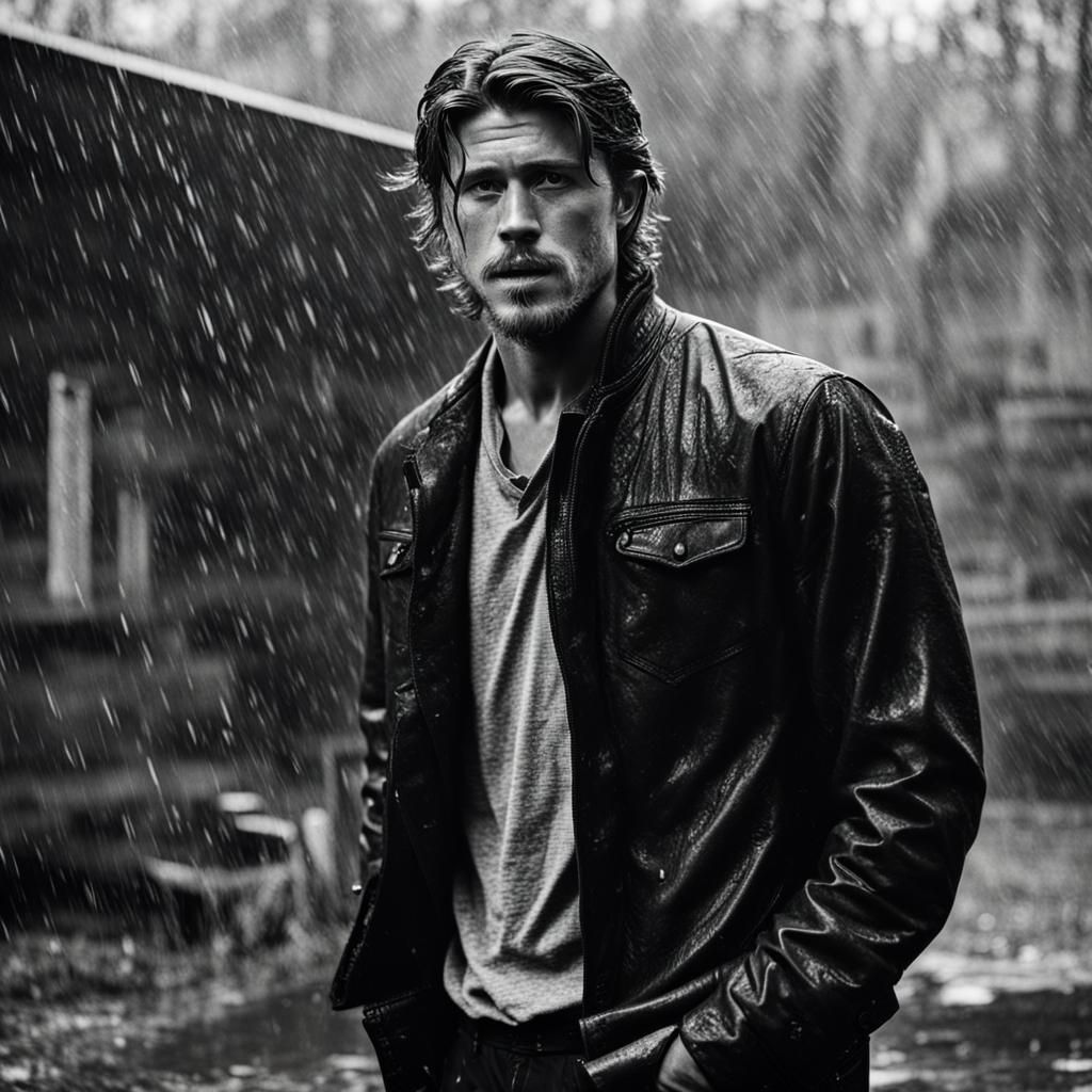 Man Soaked in Rainstorm in Basement