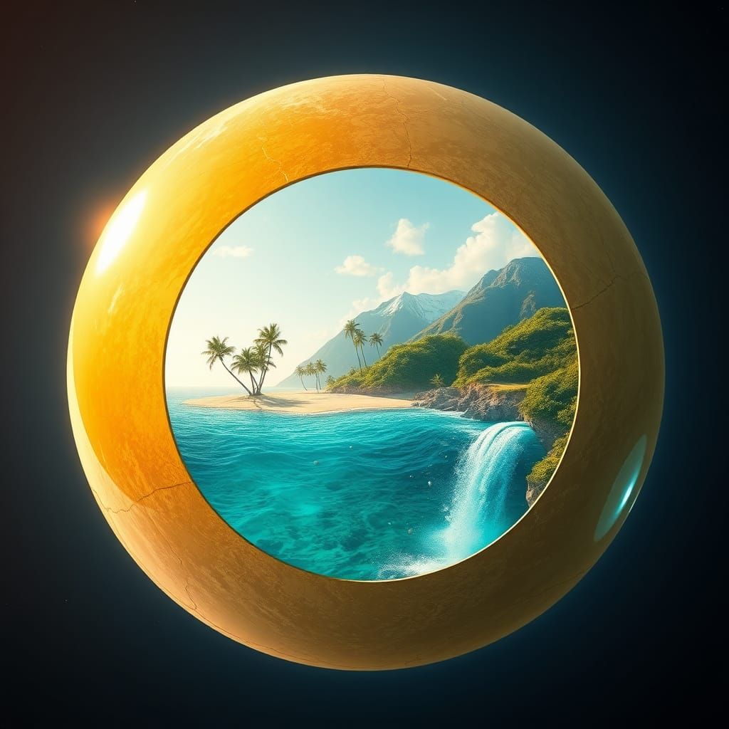 Translucent Glass Moon Encasing Earth Cape