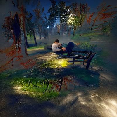 Nighttime Park Scene: Comfort in Hyperrealism