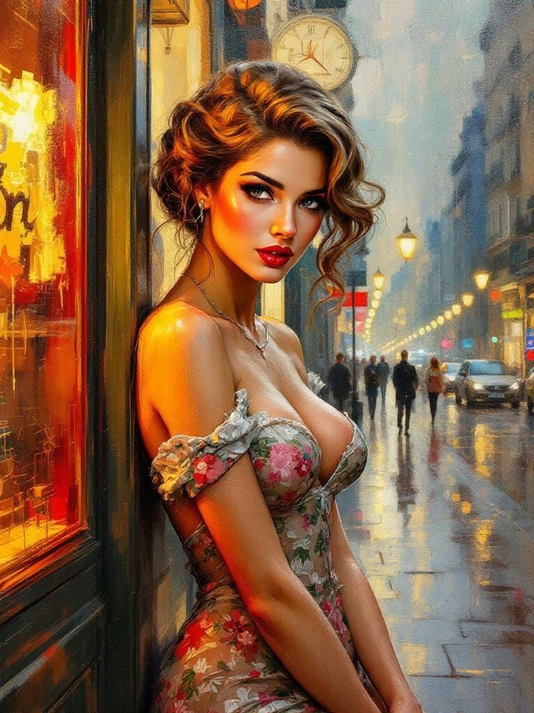 Parisian Figure in Encaustic Impressionism