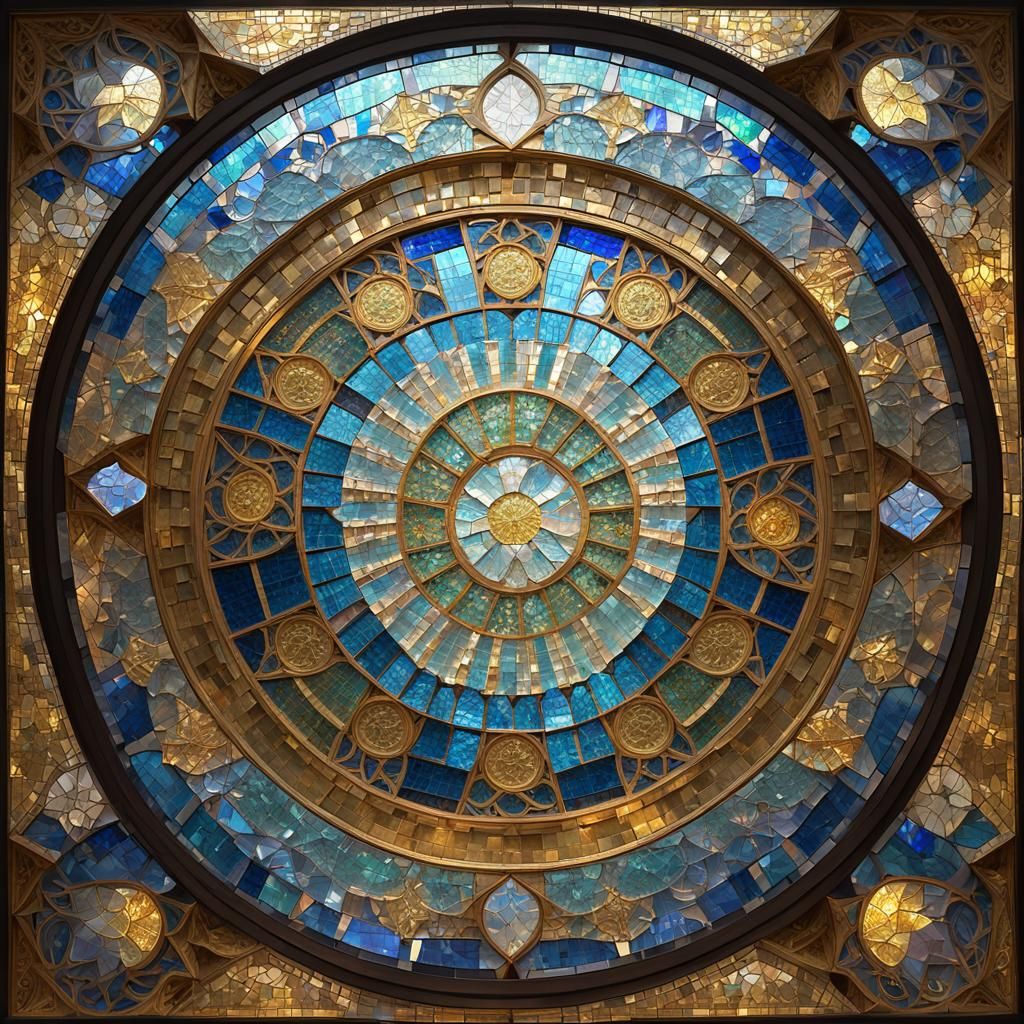 Byzantine Mosaic of Stained Glass in Gold Leaf