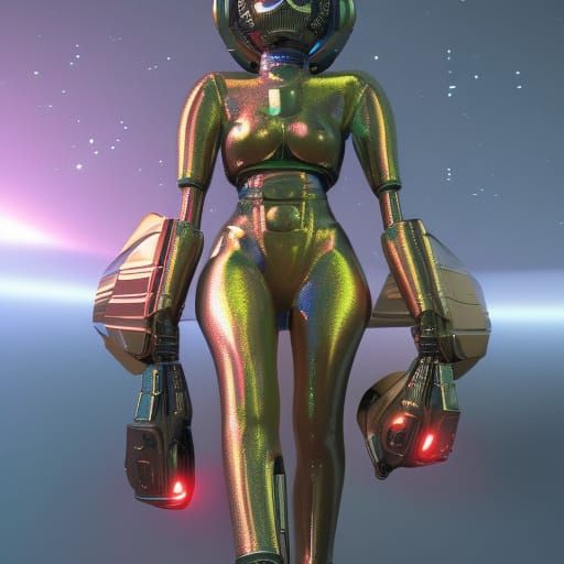 Sekhmet in Retrofuturistic Sci-Fi Style
