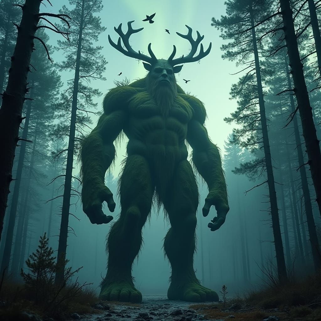 Finnish Forest Giant Illuminated by Northern Lights