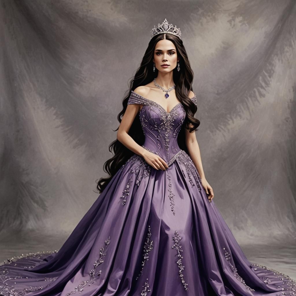 Mare Barrow in Sumptuous Purple Gown and Jewels
