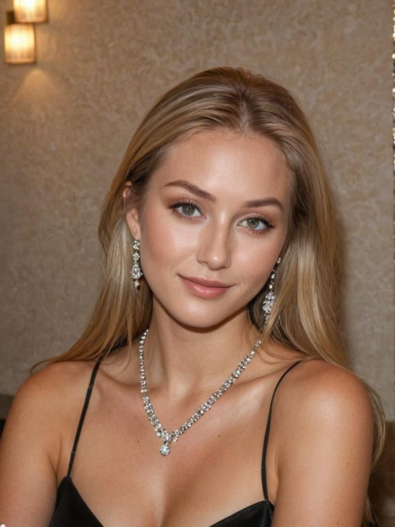 Elegant Blonde Model at Sushi Restaurant, Photorealistic Por...