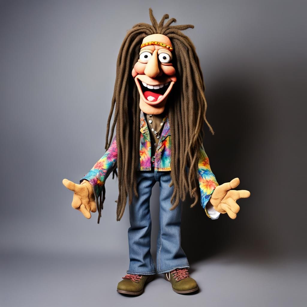 Groovy Gus the Hippie hand puppet