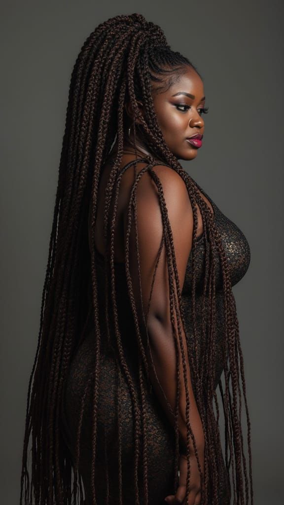 Box Braids: Swirling Beauty of an African American Woman