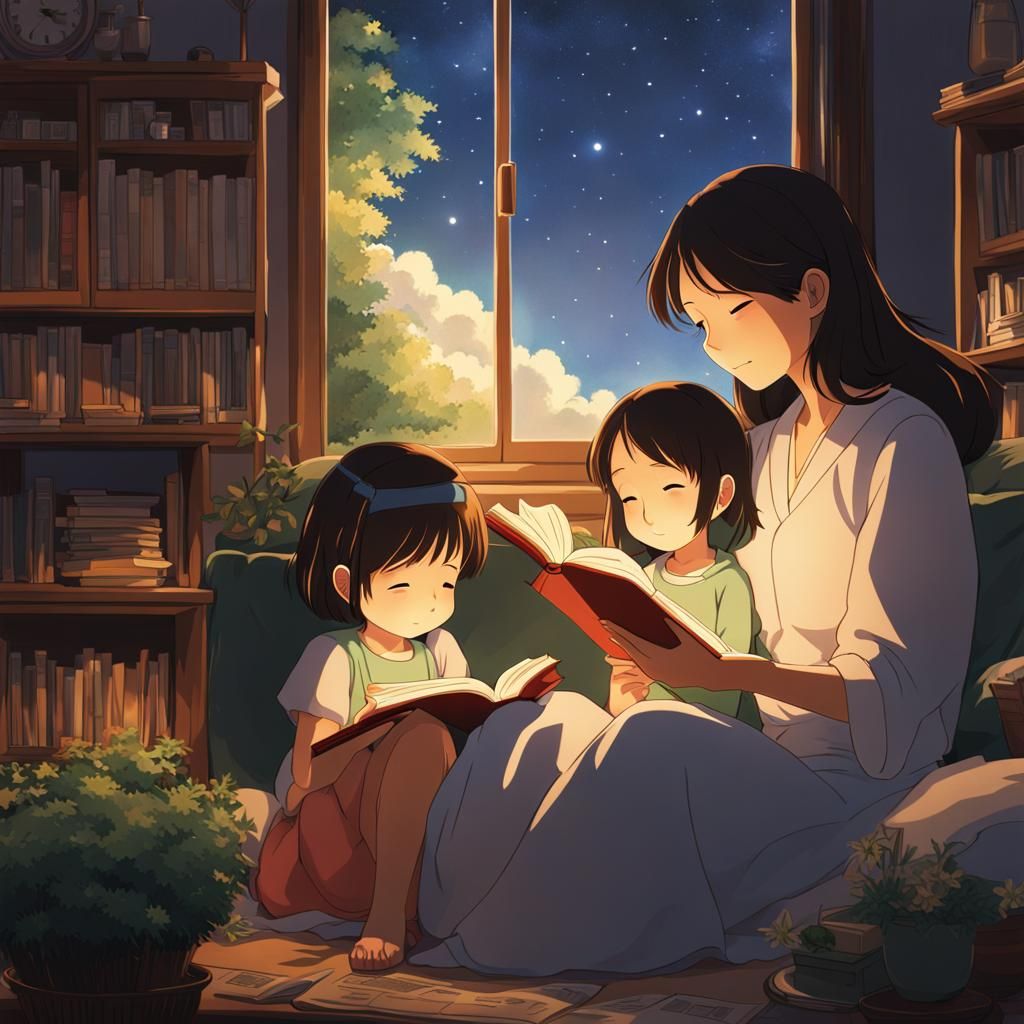 Anime Style Mother-Daughter Bedtime Story