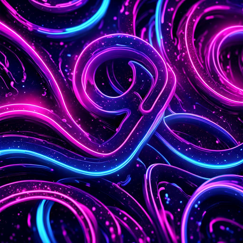 Bright Neon Letters on Glittery Background