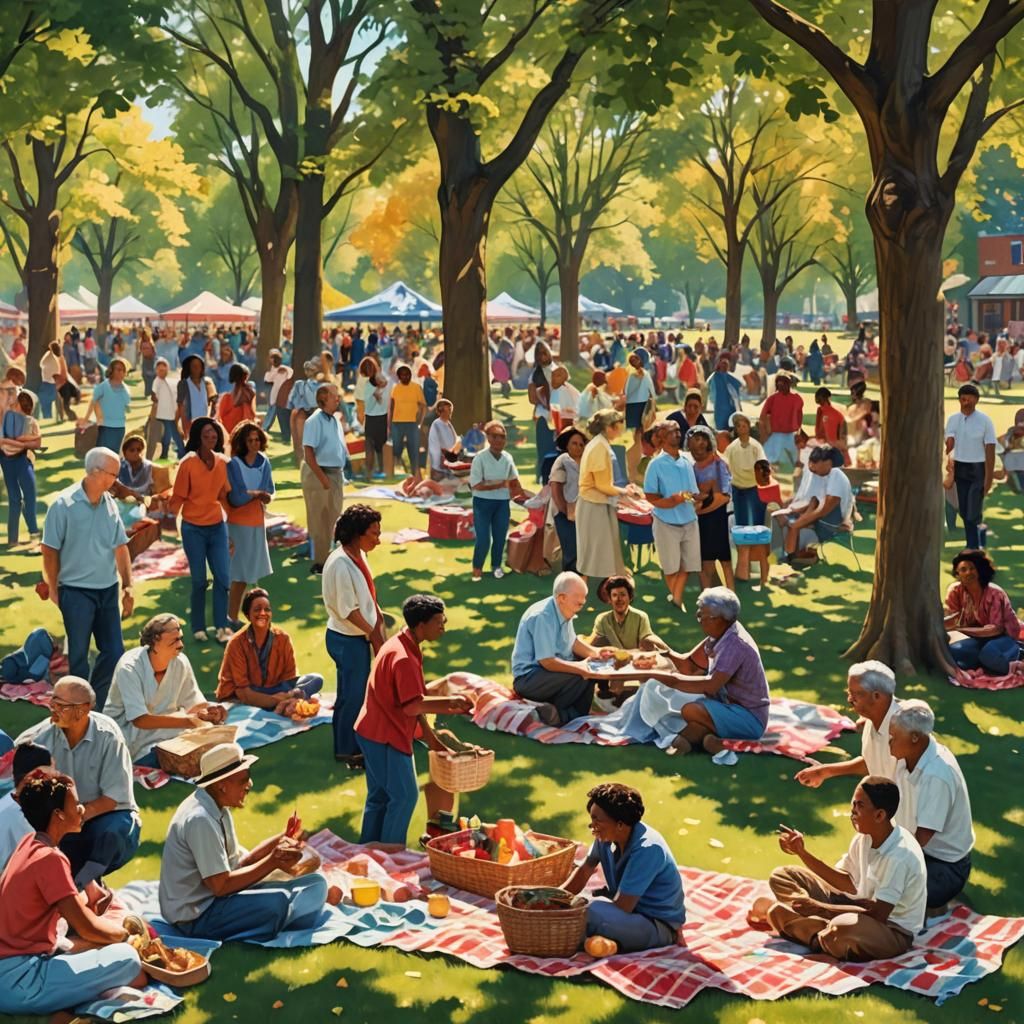 Joyful Community Gathering in Rockwell Style