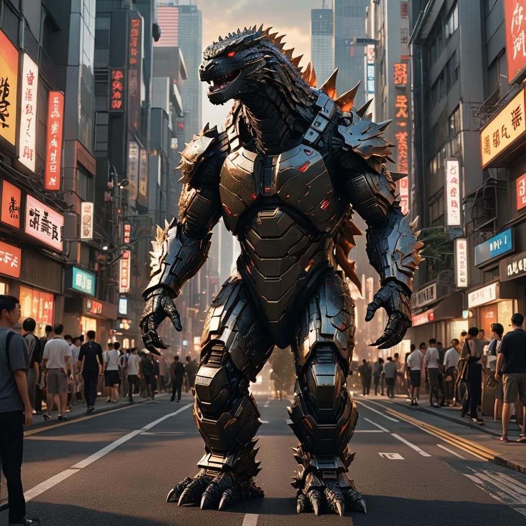 Godzilla Walks Through Tokyo: Cinematic, Hyper-Realistic