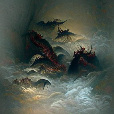 Horrific Dragons in Dark Fantasy Style