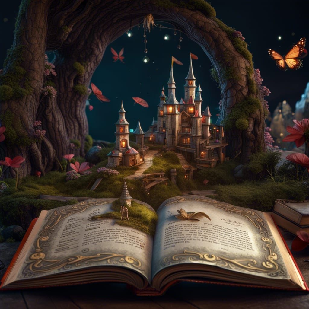 Open Fairy Tale Book in Detailed Matte Painting