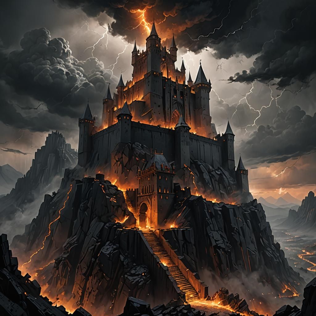 Grim Gothic Fortress in Ominous Warhammer 40k Art