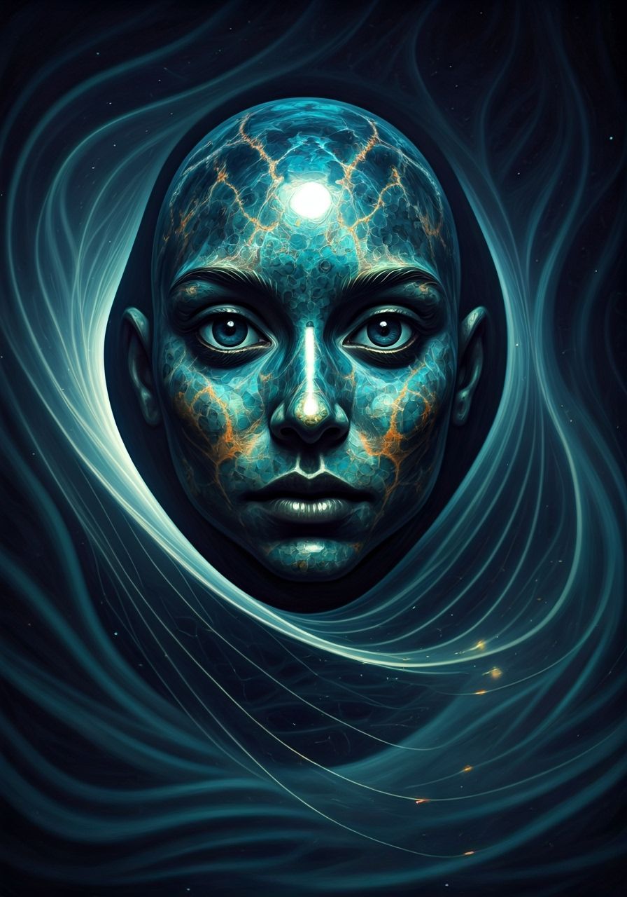 Chrysocolla Creature with Goldvein Cobweb Prismatic Spectral...