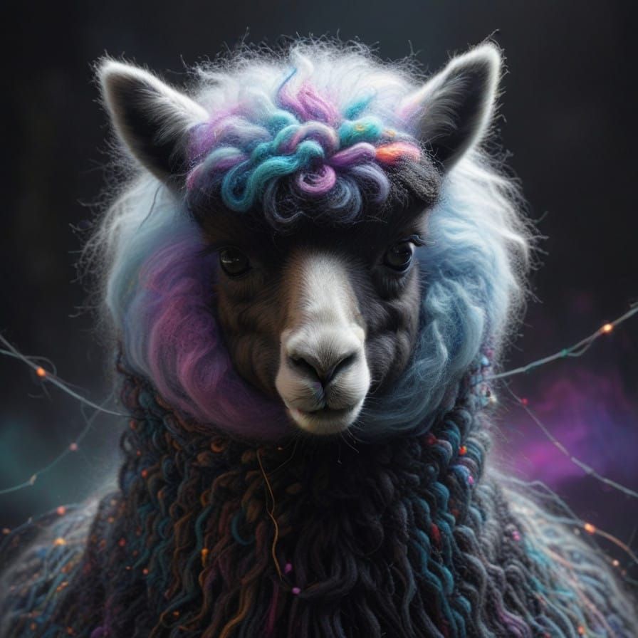 Vibrant Felted Wool Sweater on a Llama Alpaca in Delicate Sa...