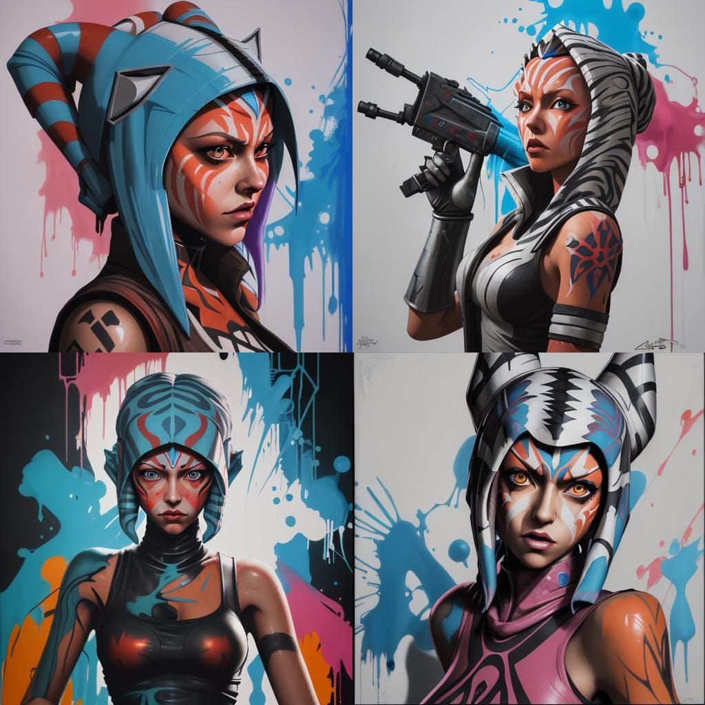 Ahsoka as Lady Dimitrescu in Graffiti Art Style