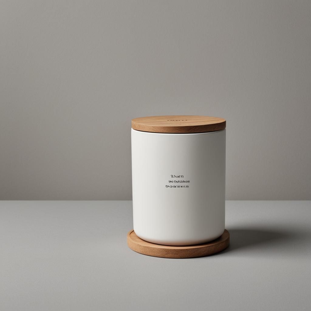 Minimalist Candle Jar on Platform: Photorealistic Still Life