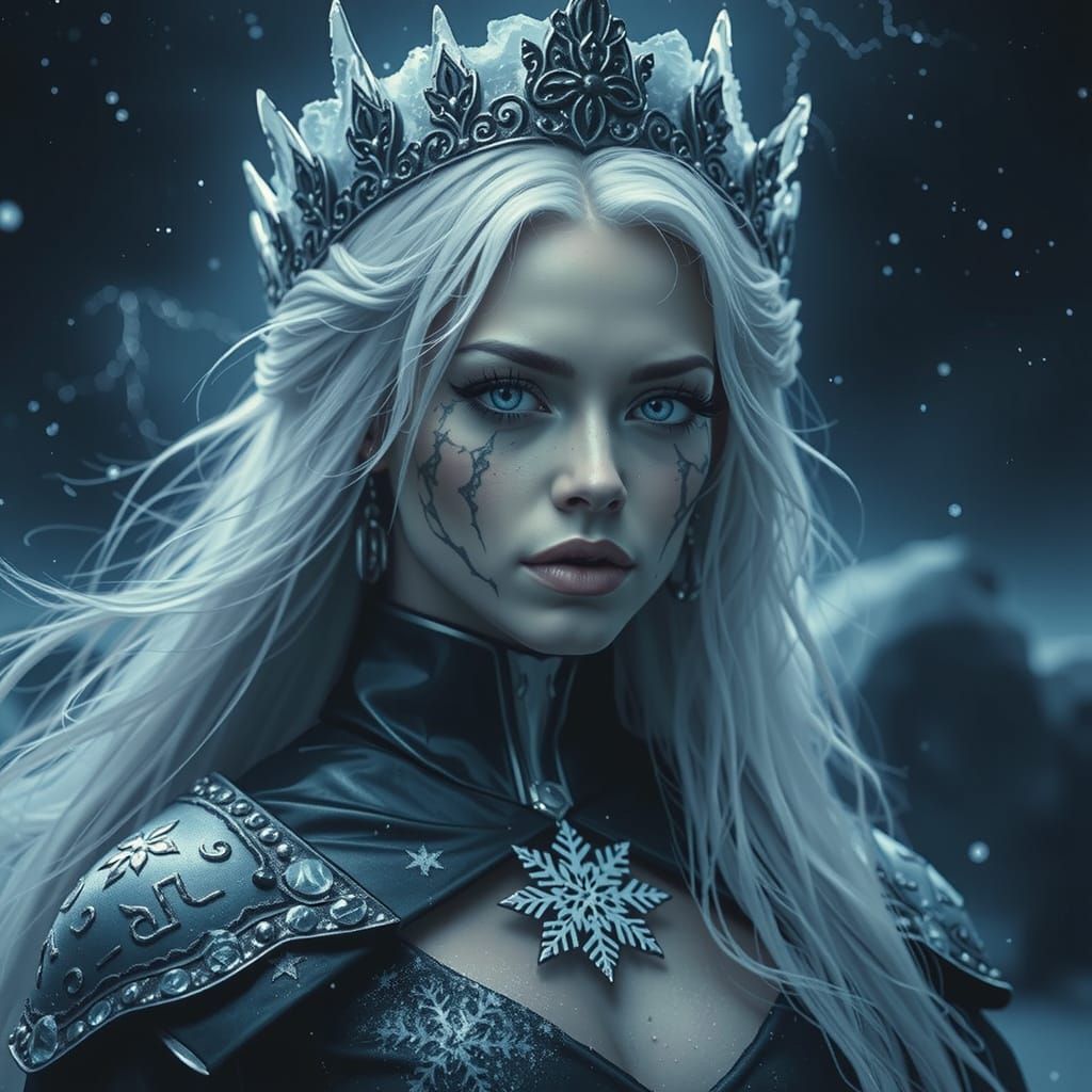 Icy Gaze of the Frost Queen: A Dark Fantasy