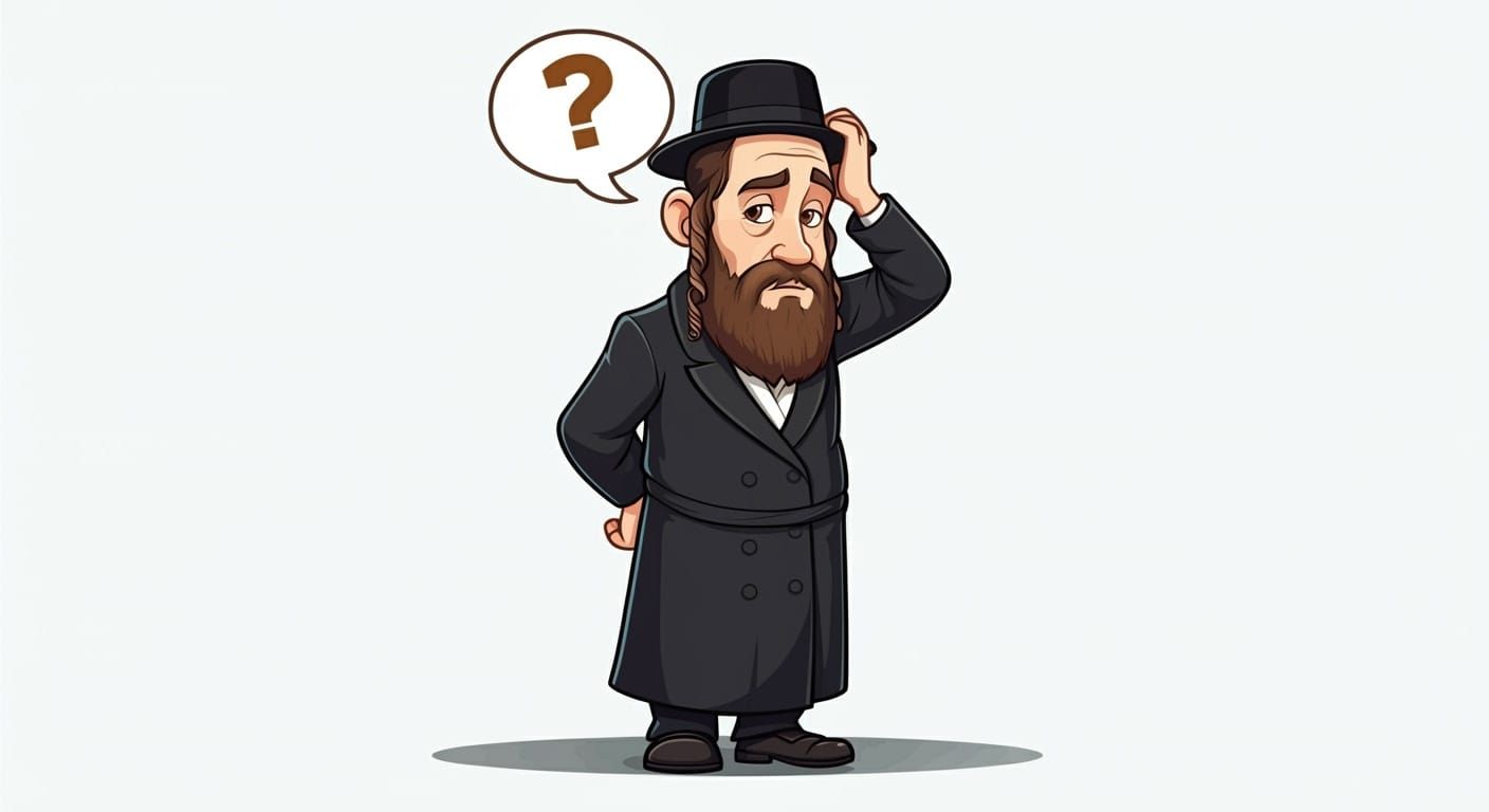 Cartoon Orthodox Jewish Man Pondering