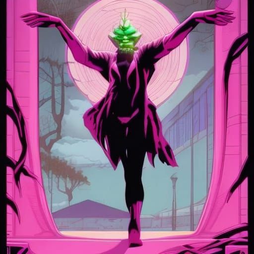 Menacing Puppet Face in Comic Book Style