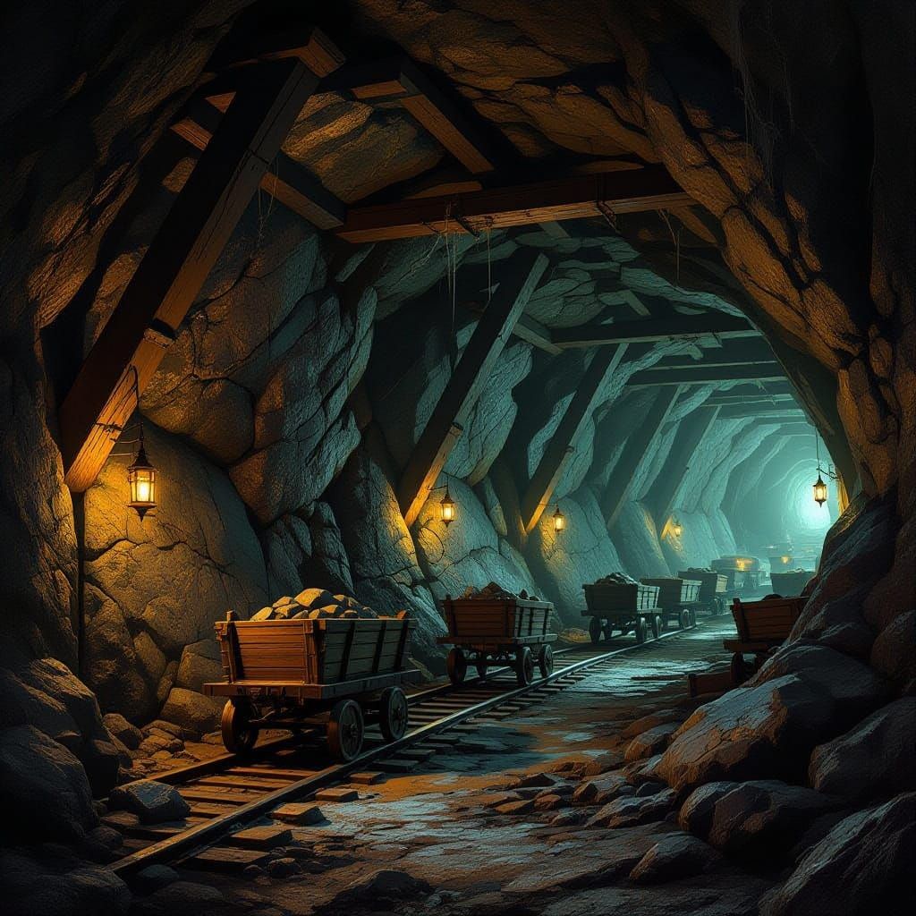Cyrodiil Mine Concept Art: Realistic Underground Cavern