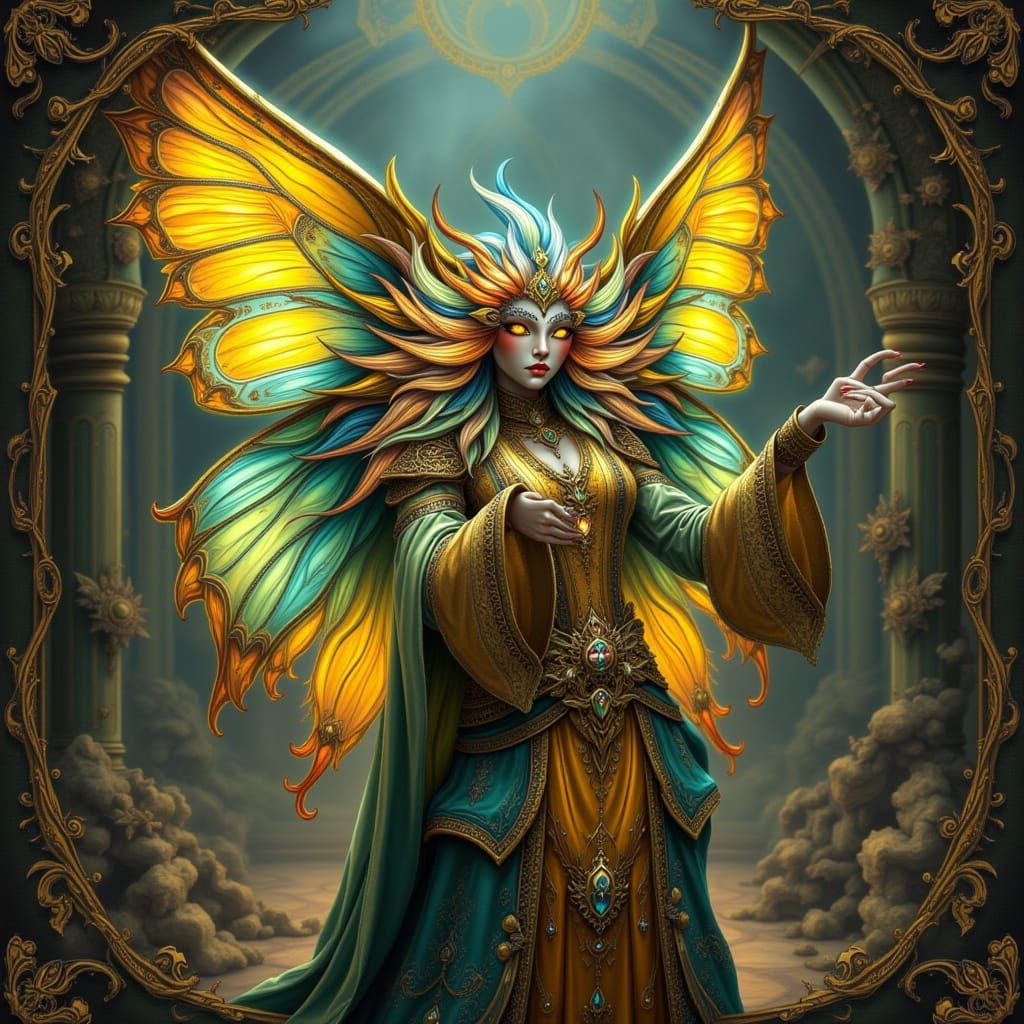 Steampunk Butterfly Confused by Gear in Laboratory