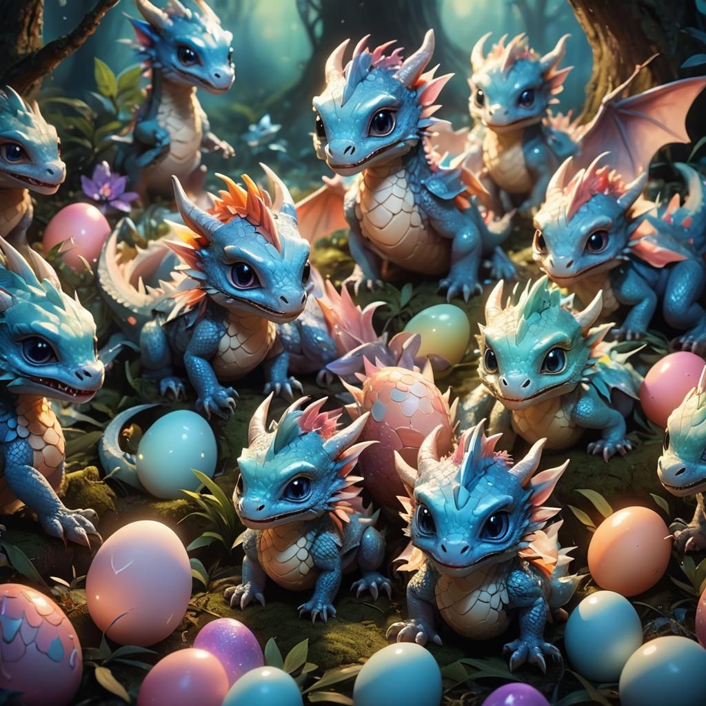 Fantasy Forest: Hatching Baby Dragons in Pastel Colors