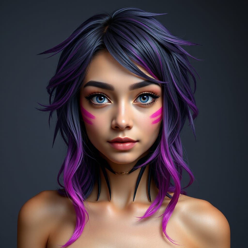 Petite Woman with Body Paint, 3D Rendering