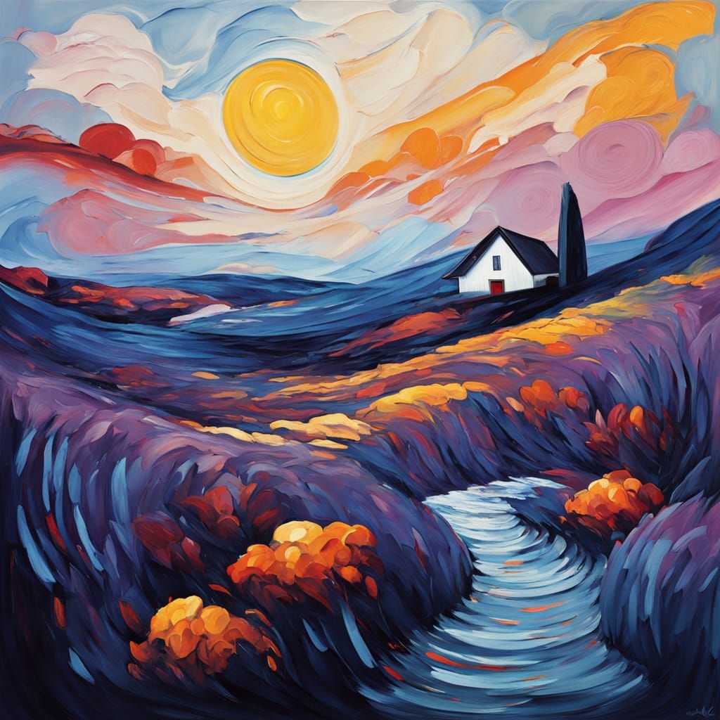 Woman's Face Emerges From Swirling Colors in Neo-Impressioni...