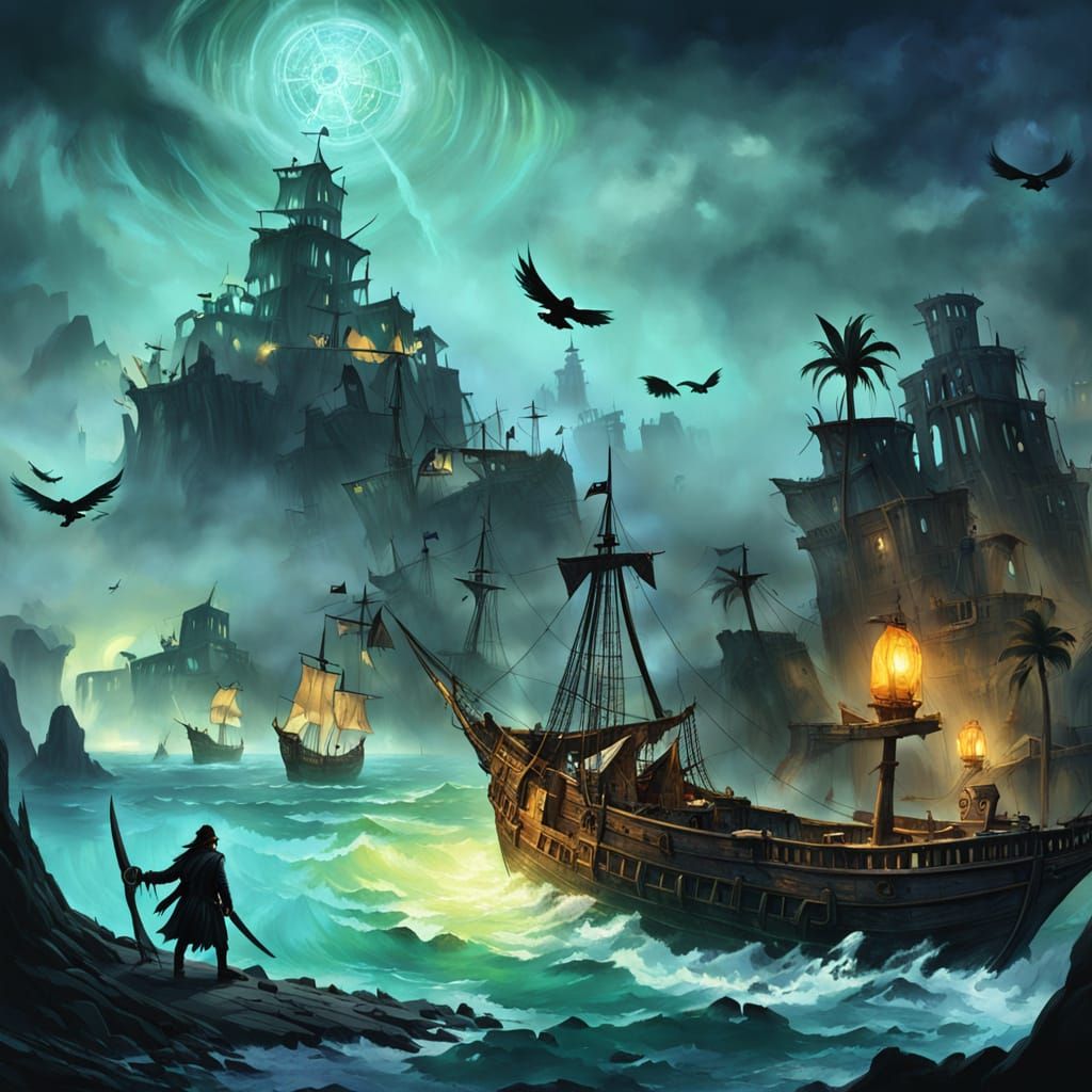 Pirate Ghost Leads Spectral Ravens to Misty Treasure Island