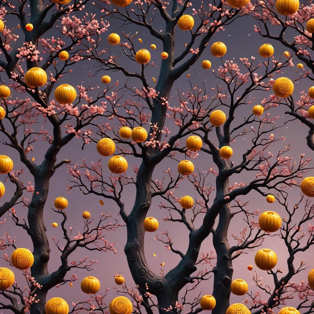 Mooncake New Year's Tree: Detailed Matte Painting