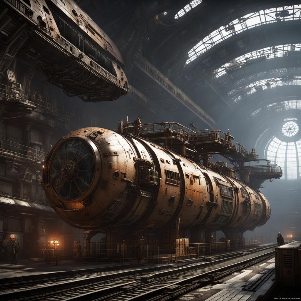 Rusty Cogwheel Space Station with Laser Cannons