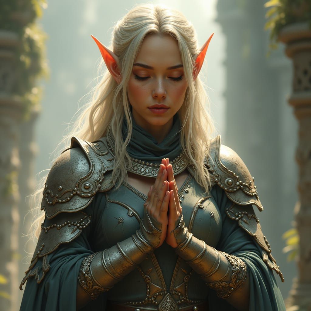 Ethereal Fantasy Warrior in Prayer