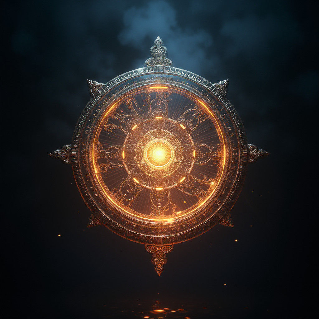 Ornate Artifact Radiating Chronology in Detailed Matte Paint...