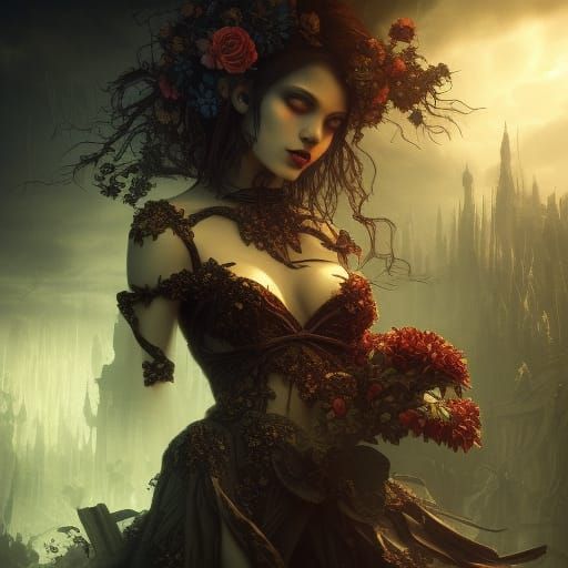 Crimson Veil: The Haunting Enigma of the Ghostly Rose Woman