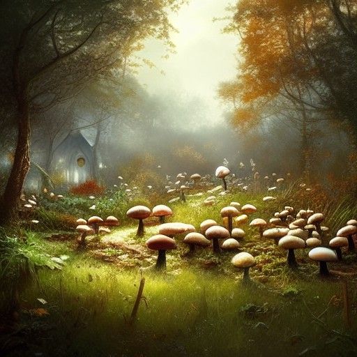 Masterpiece Mushrooms in Dark Fantasy Style