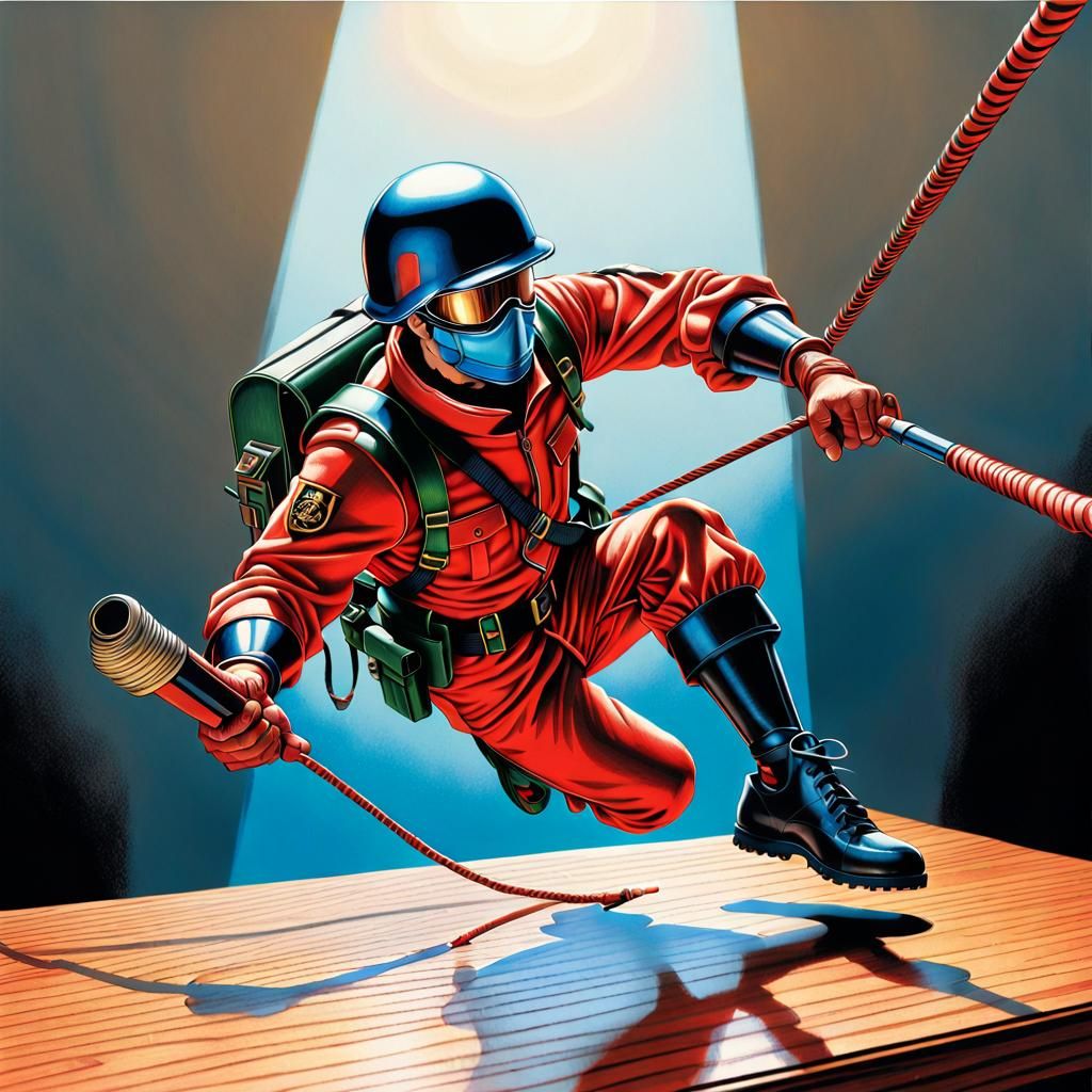 Vibrant Toy Soldier Descends in Whimsical Colored Pencil Art