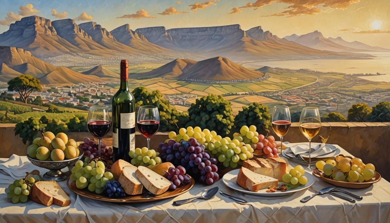 Table Mountain Picnic: Oil Painting in Dutch Masters Style