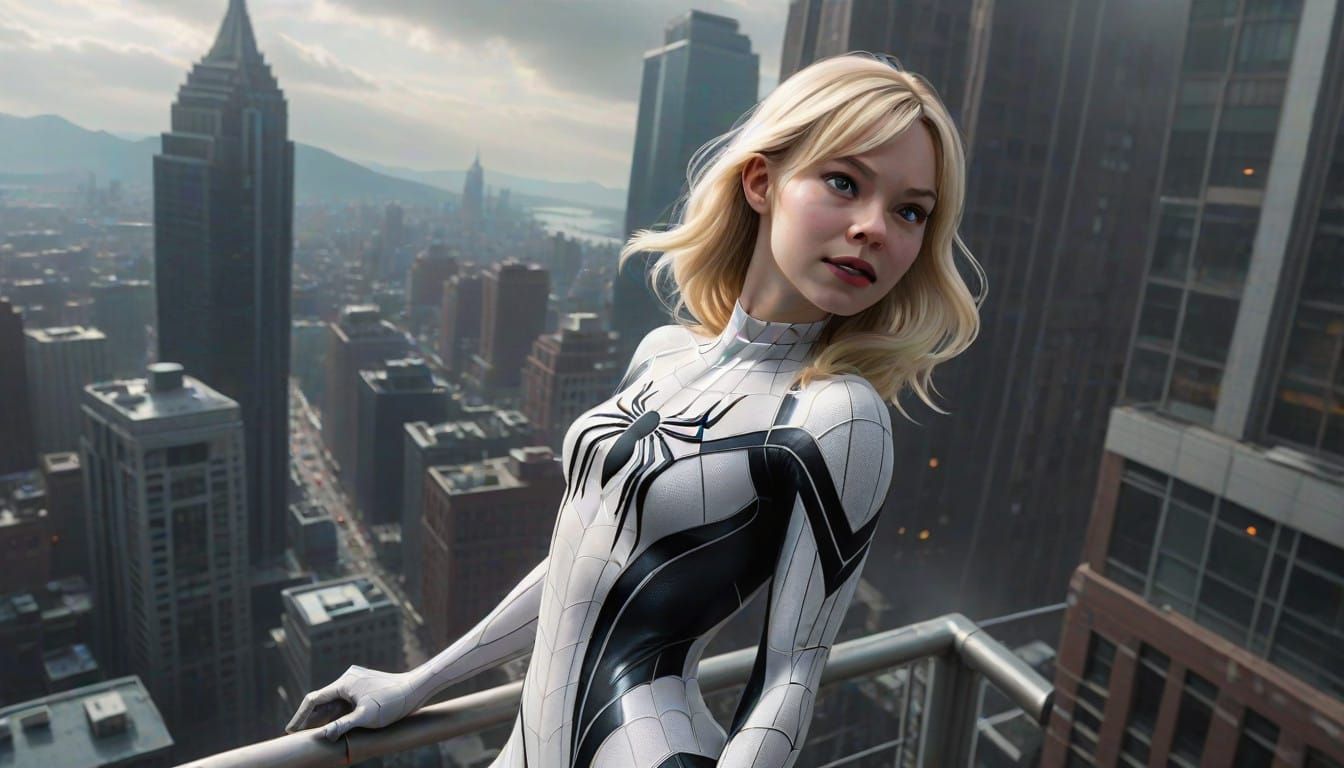 Gwen Stacy in Radiant White Spider-Man Armor
