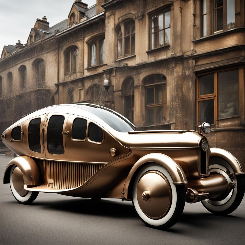 Steampunk Submarine Car in Retro Style