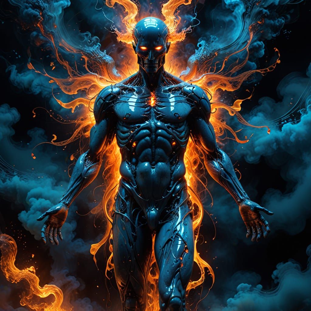 Surrealistic Portrait of the Angel of the Burning Void